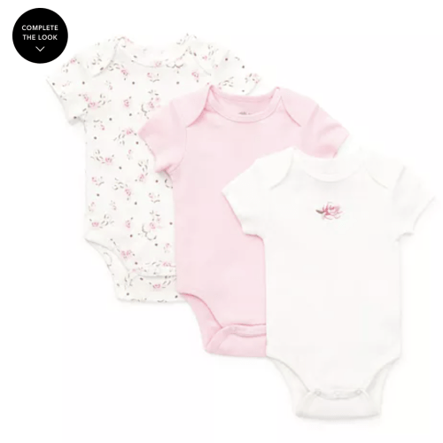 Girls' Rose Bodysuits, 3 Pack - Size NB