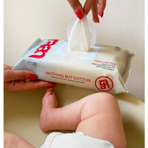 100% Cotton Baby Wipes – Unscented, Hypoallergenic | raan