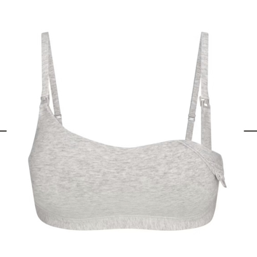 COTTON JERSEY MATERNITY NURSING SCOOP BRALETTE | LIGHT HEATHER GREY