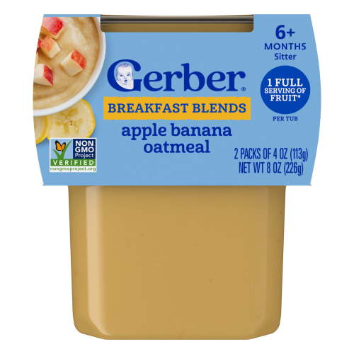 Gerber 2nd Foods Fruit & Cereal Puree Favorites Baby Food, Variety Pack, 4 oz Tubs (32 Pack)