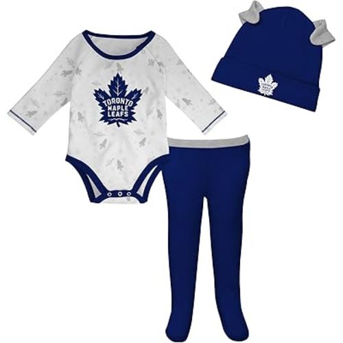 Newborn Toronto Maple Leafs Dream Team Long Sleeve Creeper, Pant, and Hat Set - Size Newborn