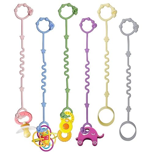 Toy Straps for Baby,RTMOK Silicone Setpacifier Clip,Applies to Car Seat Toy,Teether Toy,High Chair,Stroller Accessories,Baby Toy Clips,Cribs,Rocking Chair (Multicolored)
