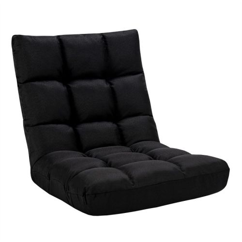 Costway Adjustable 14-Position Floor Chair Folding Lazy Sofa Lounge Chair Black