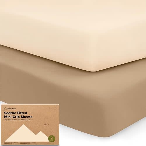 2-Pack Mini Crib Sheets Fitted, 38x26 Pack N Play Mattress Sheets (Pecan)