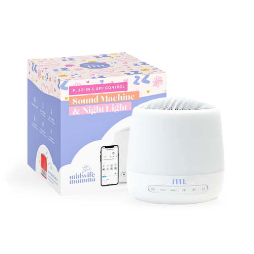 The Midwife Mumma Baby Sound Machine with Night Light, White Noise Machine for Baby Sleeping with 34 Soothing Sounds, Timer, App, Touch
