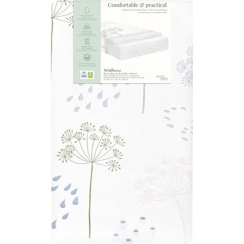 Dream On Me Wildflower 2-in-1 Full Size Crib & Toddler Mattress – Dual-Sided, 6" Firm Fiber, Removable & Washable Zipper Cover, Greenguard Gold & BSA Certified, (52" L x 28" W x 5" H)