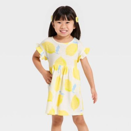 Toddler Girls' Lemons Short Sleeve Dress - Cat & Jack™ Yellow 12M
