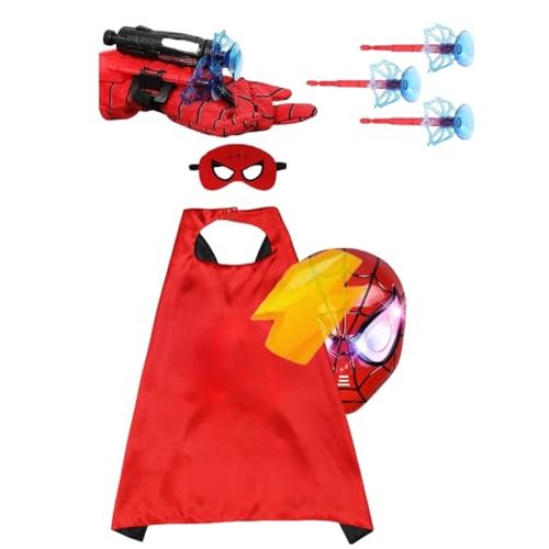 Superhero Costume Masks Capes Boys Web Shooter Toys For Kids Boys Girls | Web Goves Costume Toy for Christmas Halloween Over 3 Years Old 4-6 and 7-8