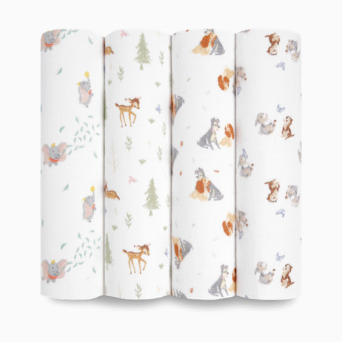 Disney Essentials Cotton Muslin Swaddles (4 Pack) - Disney + Friends