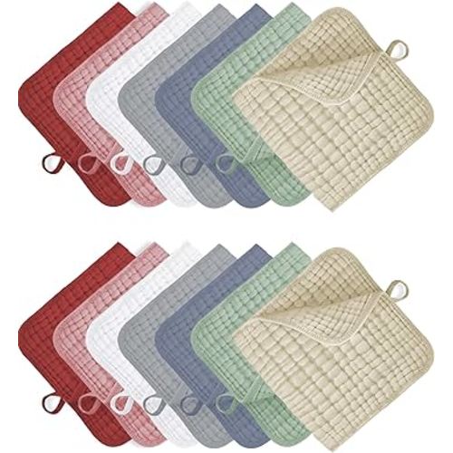 14Pack Muslin Baby Burp Cloths 100% Cotton 20"X10" Soft Absorbent Quick Drying Newborn Drool Baby Face Washcloths