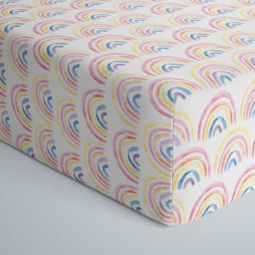 Pastel Rainbows Fitted Crib Sheet - Little Sleepies
