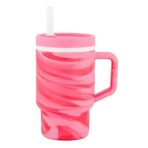 Infantino My 1st Tumbler, Silicone Sippy Cup with Straw & Handle, Spill-Resistant Baby Cup for On-the-Go, BPA-Free Transition Bottle, Strawberry Swirl