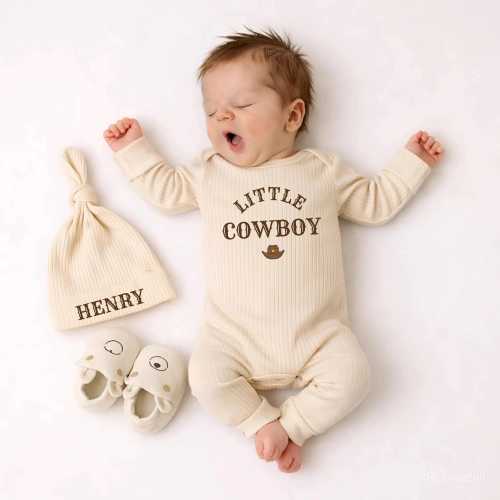 Little Cowboy Baby Bodysuit, Personalized Western Baby Clothes, Custom Baby Name Romper, Newborn Boy Coming Home Outfit, Baby Shower Gift