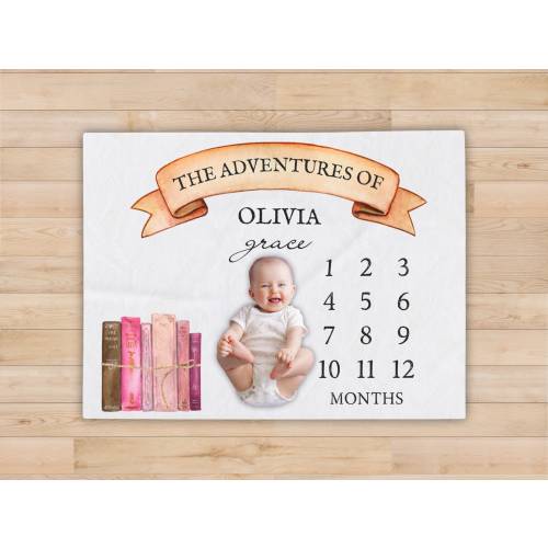 Storybook Baby Milestone Blanket, The Adventures Of Monthly Growth Tracker, Children's Story Book Photo Backdrop, Literature Themed Nursery