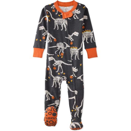 Butterblu Cruz Snug-fit Footed Pajamas 100% Organic Cotton Zip Front PJs