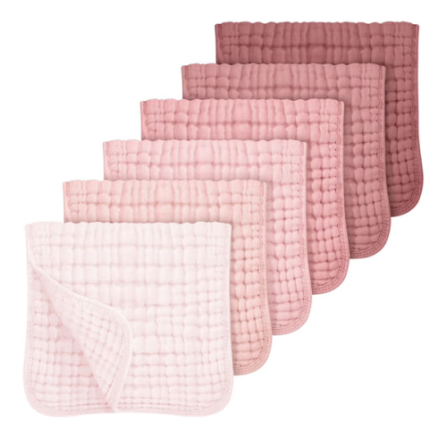 Looxii Muslin Burp Cloths Baby Girl 6 Pack - 20" x 10" - Ultra Soft & Absorbent, 6-Layer 100% Cotton for Spit Up & Drool- Gentle Baby Burping Cloth, Newborn Essentials Shower Gift Girl, Gradient Pink