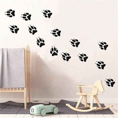 16PCS Wolf Paw Print Stickers – 10x12cm Removable DIY Vinyl Decals for Car Bumper, Kids Room, Laptop, Wall, Cabinet – Animal Track Decoration for Nature or Pet Lovers AFN143