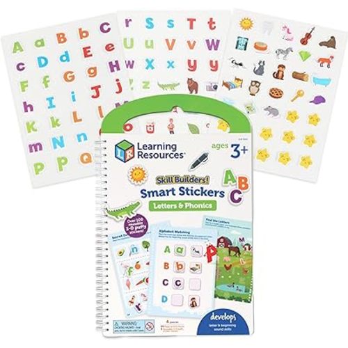 Learning Resources Skill Builders Smart Stickers Letters & Phonics, Alphabet Stickers, Reusable Sticker Book, Preschool Classroom Must Haves, Homeschool Supplies, Montessori Busy Book