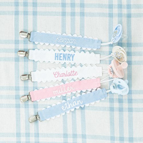 Pacifier Clips // Paci Clip, Monogram Pacifier Clip, Pacifier Holder, Embroidered Custom Name, Personalized Baby Gift, Baby Girl, Baby Boy