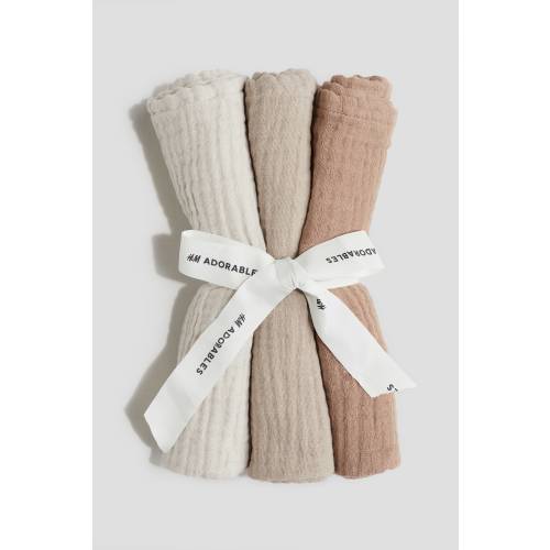 Light taupe/natural white 3-pack Small Muslin Cloths at H&M Home | H&M US