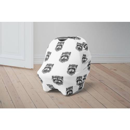 Raccoon Baby Car Seat Cover, Animal Baby Carseat Canopy, Cute Car Seat Canopy for Boys Girls, Newborn Animal Theme Baby Shower Gift