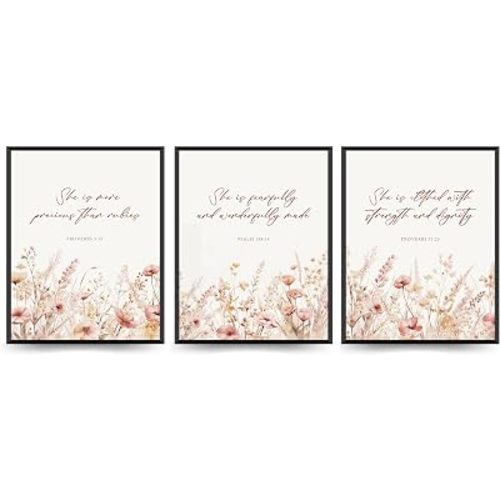 PLKMK Christian Nursery Decor,Wildflower Nursery Wall Art Prints 8x10