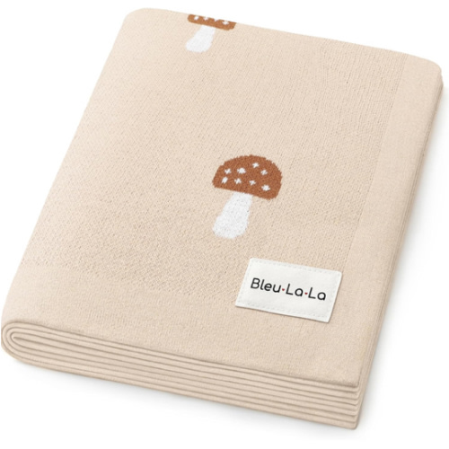 Unisex Baby Swaddle Blanket 100% Cotton Buttery Soft Cozy Receiving Swaddle Stroller Blanket for Shower Gift Registry for Newborns, Infants, Toddlers (Mushroom - Cream)