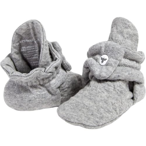 Burt’s Bees Baby Adjustable Baby Booties, 100% Organic Cotton, Easy On and Off Snap Boots, Snug Fit - Baby Essential