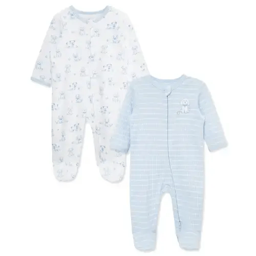 Peppy Puppies 2-Way-Zip Footies (2-Pack), 3M