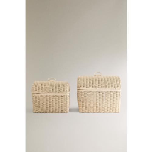 KIDS’ RATTAN BASKET WITH LID - Oyster-white | ZARA United States