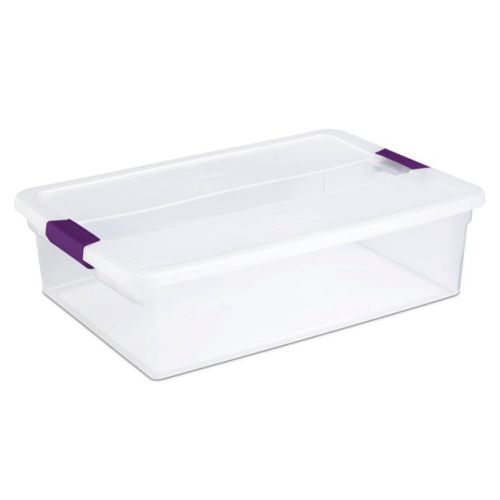 Sterilite 32qt Clear View Storage Bin With Latch Purple