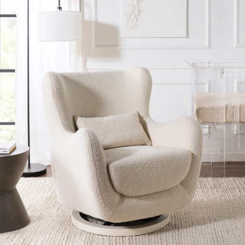 Nursery Works Solstice Swivel Glider - Ivory Boucle W/ Ivory Wood Base
