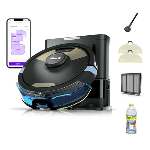Shark Matrix Plus | 2-in-1 Robot Vacuum & Mop for Carpets & Hard Floors | Sonic Mopping & Powerful Suction for Pet Hair | Self-Empty Base | 60-Day Capacity | HEPA | LiDAR Nav | Black/Gold | AV2610WA