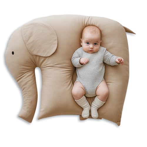 Baby Lounger for Newborns 0-24 Months  Portable Baby Lounger, Breathable Washable Lounger, Newborn Essentials Shower Gifts - Available in Elephant & Oval Designs (Elephant)
