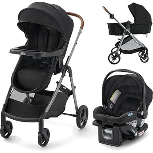 Graco Modes Trio Travel System | Riordan (Black) | 3-in-1 Baby Stroller and Car Seat Combo | Rear-Facing from 1.8-16 kg (4-35 lb)