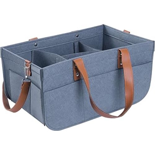lefeke Diaper Caddy Bag,Car Organizer and Storage,Caddy Organizers with Handles and Straps, Baby Bottle Organizer for Nursery,Portable Baby Diaper Caddy(Grey)