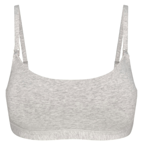 COTTON JERSEY MATERNITY NURSING SCOOP BRALETTE | LIGHT HEATHER GREY