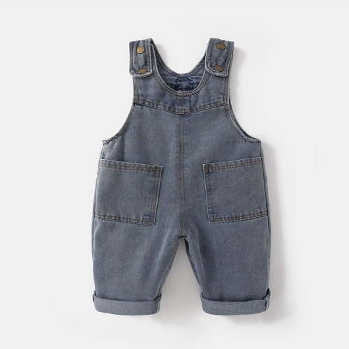 HAOTAGS Baby Denim Cowboy Overalls Causal Cargo Trousers Bootcut Pocket Boys Hop Streetwear Blue 3-6 Months