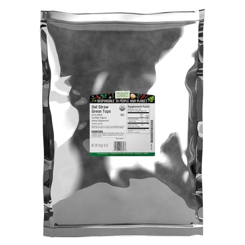 Frontier Co-op Organic Oatstraw Green Tops, Cut and Sifted - Oat Straw Herb for Tea, Bath, Wellness Use - Kosher | 16 Ounce (Pack of 1)