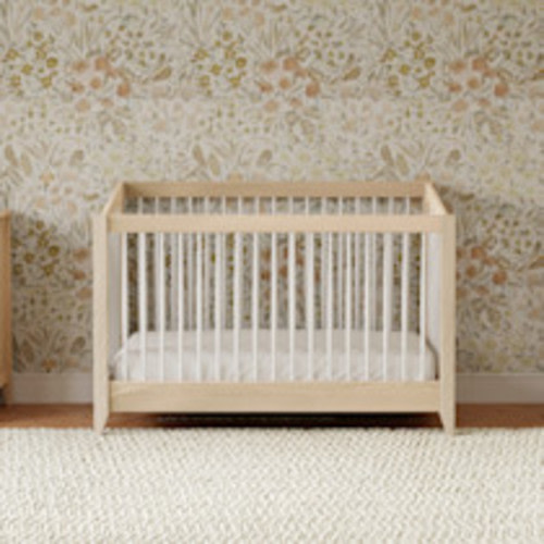babyletto Sprout 4-in-1 Convertible Crib with Conversion Kit - Washed Natural/White