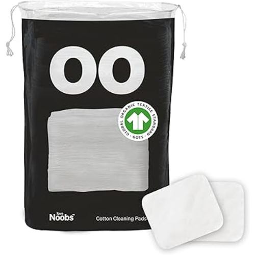 Baby Cotton Pads for Diaper Change by LoveNoobs, 60 Count, Ultra Soft 100% Organic Extra Large Cotton Pads for Baby Sensitive Skin, Lint-Free, Premium Jumbo Size, GOTS Certified