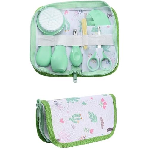 Baby Grooming Kit, Infant Safety Care Set with Hair Brush Comb Nail Clipper Nasal Aspirator,Baby Essentials Kit for Newborn Girls Boys (Green)