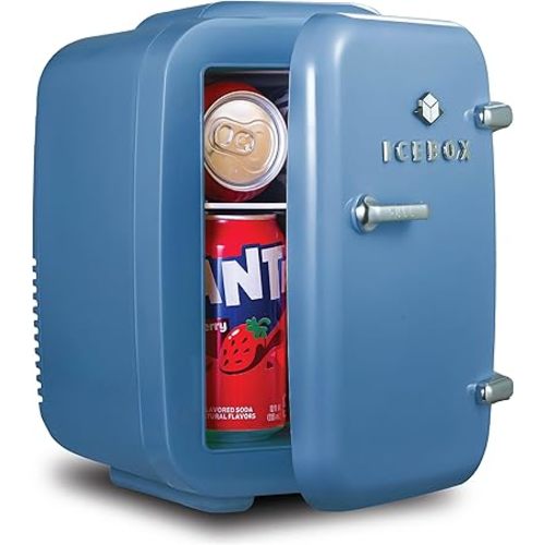 IBMF4SLT Fridge for Bedroom, Skincare, Portable Cooler & Warmer for Makeup, for Office & Home Refrigerator, Mini (4 L / 6-Can), Slate Blue