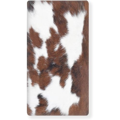 Brown White Cow Print Fitted Crib Sheet Western Cowhide Leather Standard Crib Mattress Fitted Sheet Baby Toddler Bed Mattress Sheets for Boys Girls 28"x52"