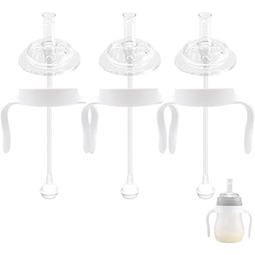 Straw Sippy Cup Conversion Kit for Mam Baby Bottles, Soft Top and Weighted Straw Transition Kit with Handles, Pack of 3