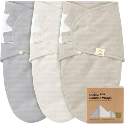 3-Pack Organic Swaddles for Newborns, Baby Sleep Sacks 0-3 Months - Baby Swaddle Wrap, Newborn Wearable Blanket, Infant Sleep Sack for Girls, Boys, Soft & Snug, Large Hook & Loop Closure (Granite)