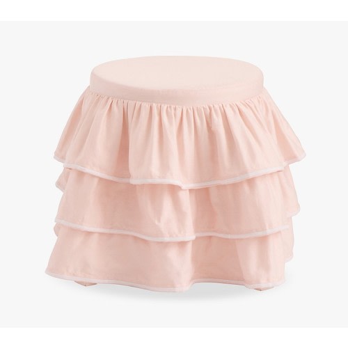 Madeline Vanity Stool, Pink Ruffle