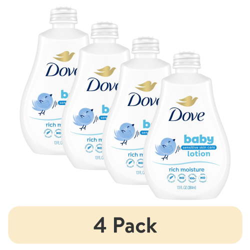 (4 pack) Baby Dove Sensitive Skin Care Body Lotion for Delicate Baby Skin Rich Moisture with 24-Hour Moisturizer 13 Fl oz