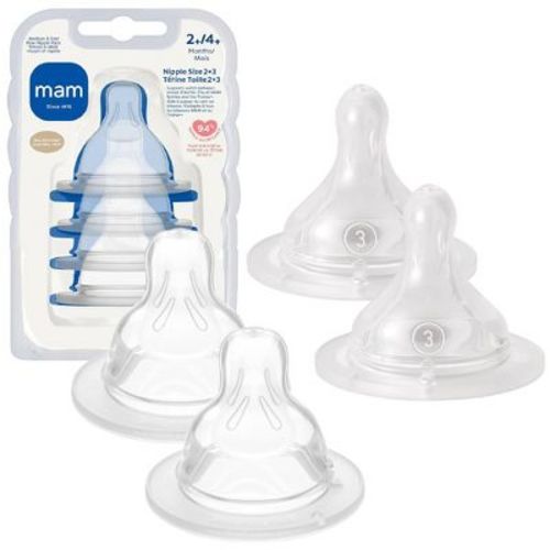 MAM Silicone Baby Bottle Nipple - Medium Flow & Fast Flow - 4pk: Compatible with MAM Bottles, Level 2 & 4