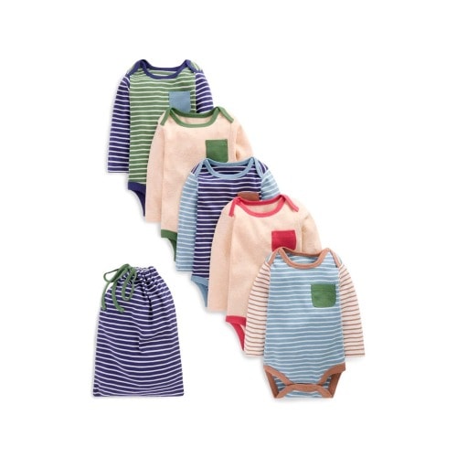 5-Pack Assorted Long Sleeve Cotton Bodysuits